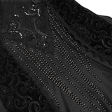 Dark Gothic Lace Off-Shoulder Dress with Ruffles and Pearls