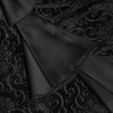 Dark Gothic Lace Off-Shoulder Dress with Ruffles and Pearls