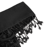 Dark Gothic Lace Off-Shoulder Dress with Ruffles and Pearls