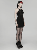 Dark Lace Bodycon Slip Dress for Gothic Style