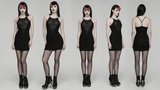 Dark Lace Bodycon Slip Dress for Gothic Style