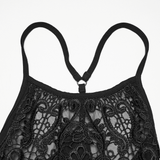 Dark Lace Bodycon Slip Dress for Gothic Style