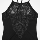Dark Lace Bodycon Slip Dress for Gothic Style