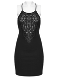 Dark Lace Bodycon Slip Dress for Gothic Style
