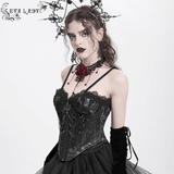 Dark Lace Gothic Corset with Chains and Garter Detailing