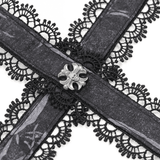 Dark Lace Gothic Corset with Chains and Garter Detailing