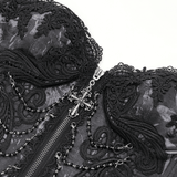 Dark Lace Gothic Corset with Chains and Garter Detailing
