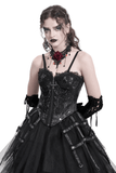 Dark Lace Gothic Corset with Chains and Garter Detailing