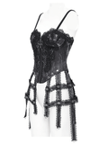 Dark Lace Gothic Corset with Chains and Garter Detailing