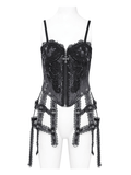 Dark Lace Gothic Corset with Chains and Garter Detailing