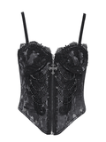 Dark Lace Gothic Corset with Chains and Garter Detailing