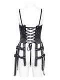 Dark Lace Gothic Corset with Chains and Garter Detailing