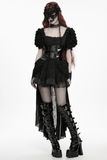 Dark Priestess Lace Face Mask with Beaded Head Ornament