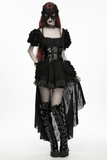 Dark Priestess Lace Face Mask with Beaded Head Ornament