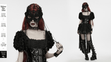 Dark Priestess Lace Face Mask with Beaded Head Ornament