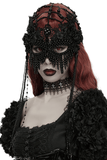 Dark Priestess Lace Face Mask with Beaded Head Ornament