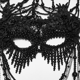 Dark Priestess Lace Face Mask with Beaded Head Ornament