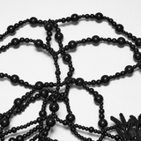 Dark Priestess Lace Face Mask with Beaded Head Ornament