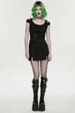 Dark Punk Twill Mini Skirt with Zip Utility Pockets