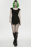 Dark Punk Twill Mini Skirt with Zip Utility Pockets