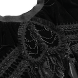 Dark Romantic Velvet Tiered Skirt with Lace and Chains