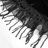 Dark Romantic Velvet Tiered Skirt with Lace and Chains
