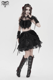 Dark Romantic Velvet Tiered Skirt with Lace and Chains