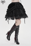 Dark Romantic Velvet Tiered Skirt with Lace and Chains