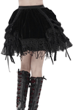 Dark Romantic Velvet Tiered Skirt with Lace and Chains