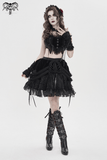 Dark Romantic Velvet Tiered Skirt with Lace and Chains