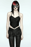 Dark Sexy Lace Mesh Halter Cami with Tie Back