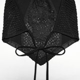 Dark Sexy Lace Mesh Halter Cami with Tie Back
