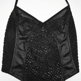 Dark Sexy Lace Mesh Halter Cami with Tie Back