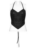 Dark Sexy Lace Mesh Halter Cami with Tie Back