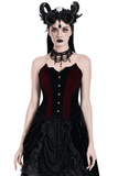 Dark Velvet Corset with Burgundy Jacquard Inserts