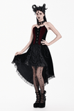Dark Velvet Corset with Burgundy Jacquard Inserts