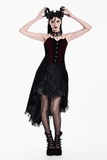 Dark Velvet Corset with Burgundy Jacquard Inserts