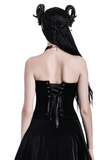 Dark Velvet Corset with Burgundy Jacquard Inserts
