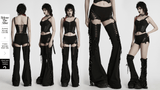 Detachable Punk Tassel Pants with Flared Legs and Drawstring