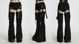 Detachable Punk Tassel Pants with Flared Legs and Drawstring