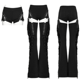 Detachable Punk Tassel Pants with Flared Legs and Drawstring