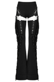 Detachable Punk Tassel Pants with Flared Legs and Drawstring