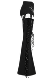 Detachable Punk Tassel Pants with Flared Legs and Drawstring