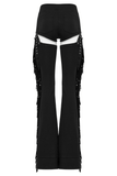 Detachable Punk Tassel Pants with Flared Legs and Drawstring