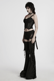 Detachable Punk Tassel Pants with Flared Legs and Drawstring