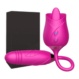 Rose-Shaped Double-Headed Licking Thrusting Vibrator / Women's Sex Toy for Clitoris Stimulation - EVE's SECRETS