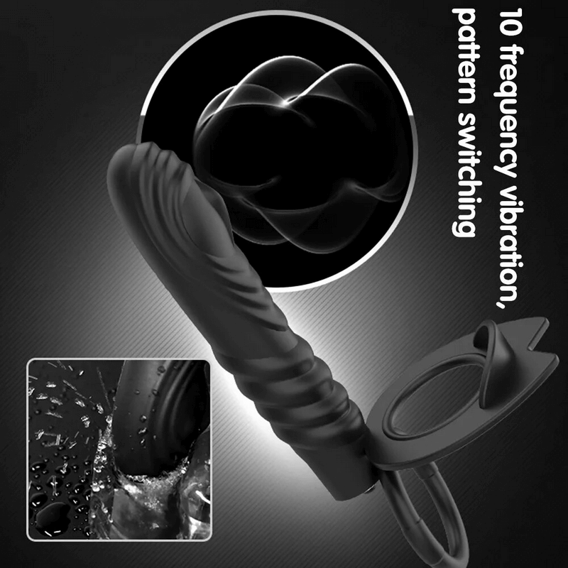 Vibrating Double Penetration Strap-On with Double Cock Ring / Adult Anal  Sex Toys