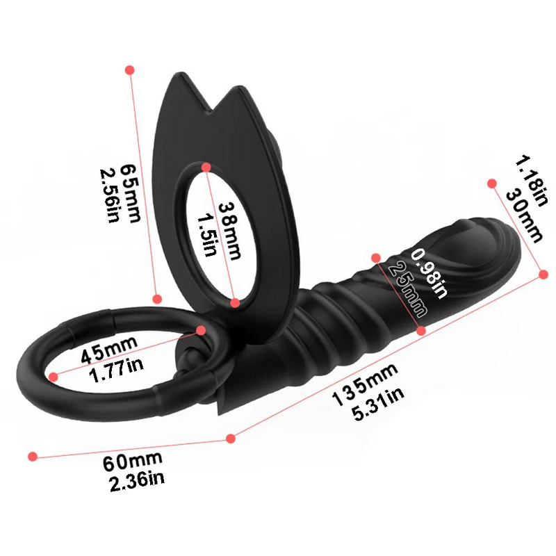 Vibrating Double Penetration Strap-On with Double Cock Ring / Adult Anal Sex Toys - EVE's SECRETS