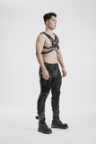 Dynamic Leather Body Harness featuring Metal Embellishments