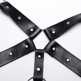 Dynamic Leather Body Harness featuring Metal Embellishments